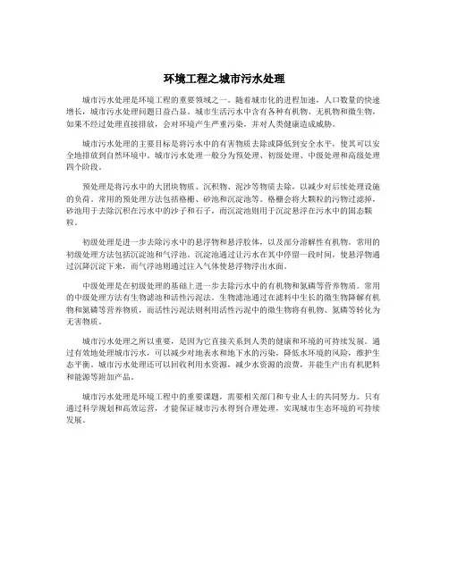 环境工程之城市污水处理