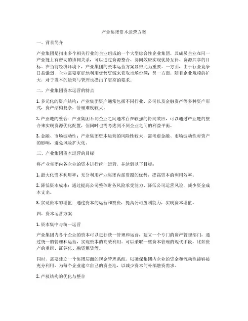 产业集团资本运营方案