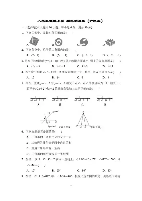 八年级数学上册 期末测试卷(沪科版)