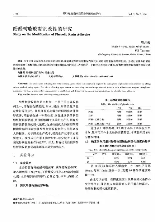 酚醛树脂胶黏剂改性的研究