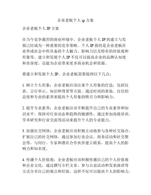 企业老板个人ip方案