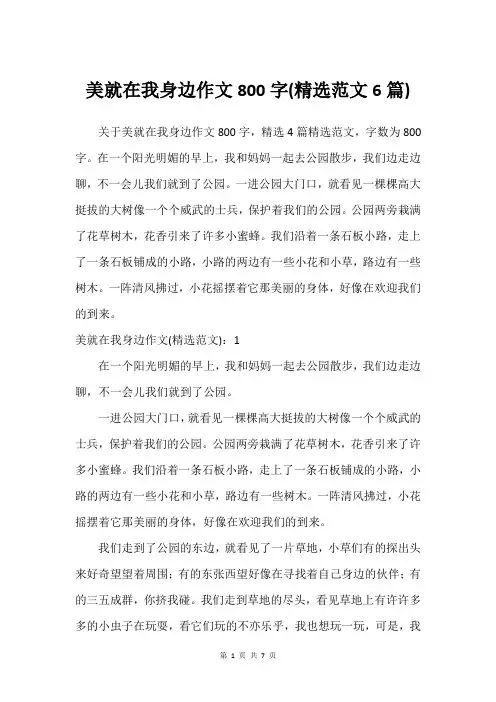 美就在我身边作文800字(精选范文6篇)