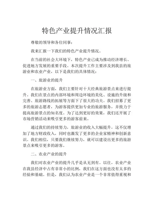 特色产业提升情况汇报