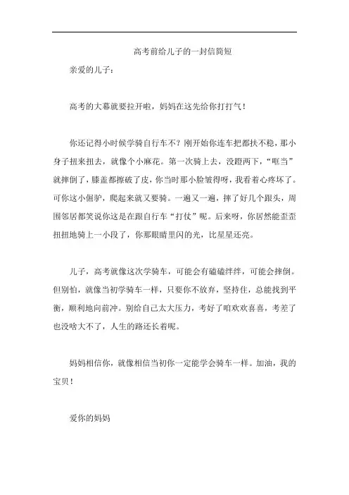 高考前给儿子的一封信简短