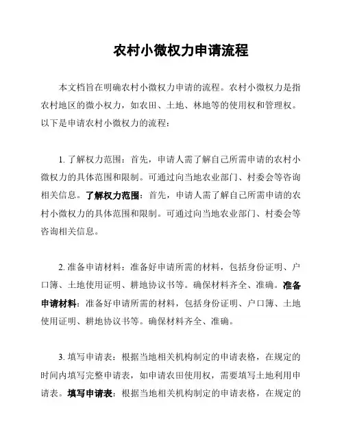 农村小微权力申请流程