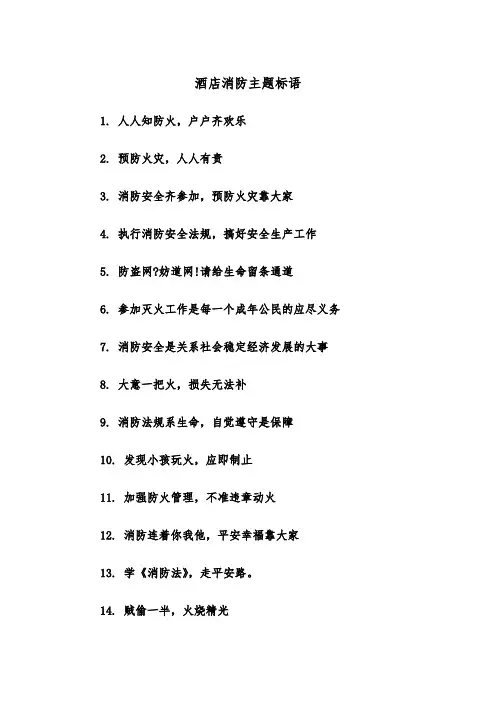 酒店消防主题标语(四篇)
