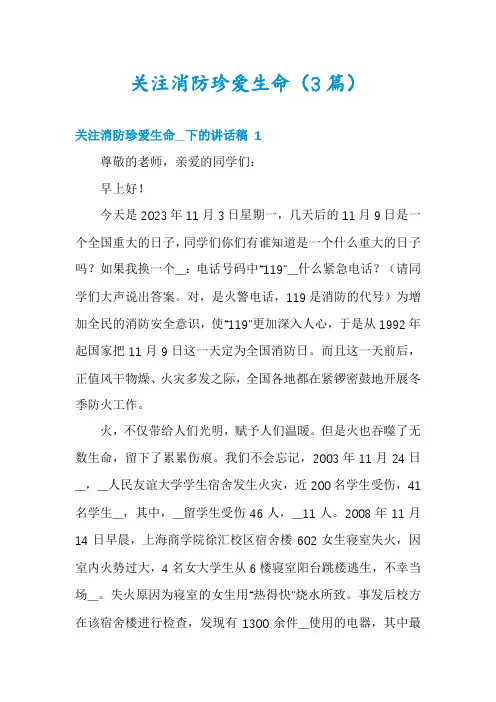 关注消防珍爱生命(3篇)