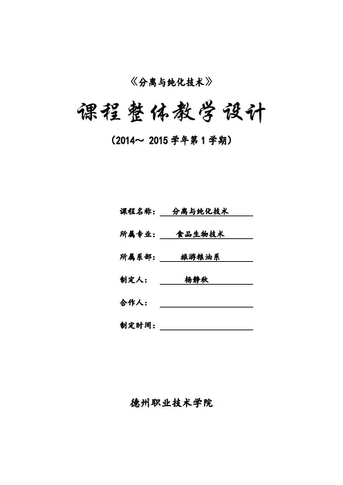 分离与纯化技术+整体设计