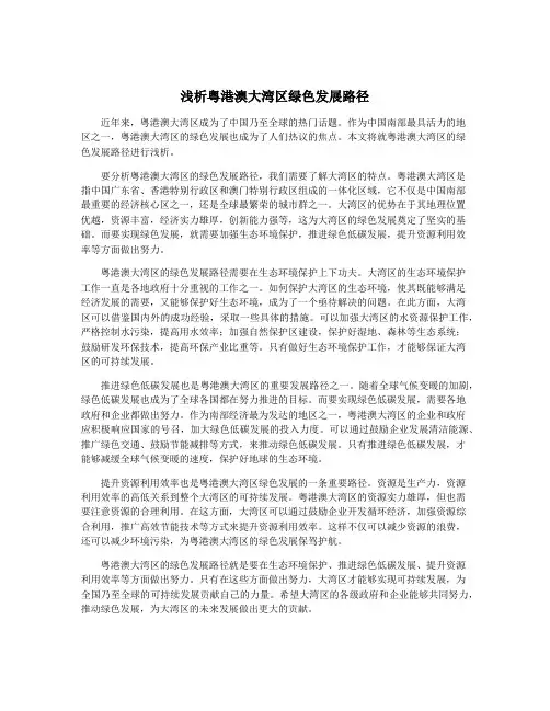 浅析粤港澳大湾区绿色发展路径