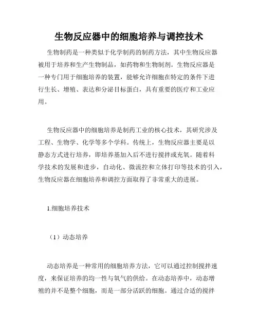 生物反应器中的细胞培养与调控技术