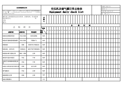 空压机及储气罐日常点检表