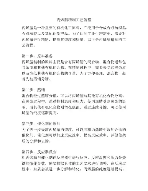 丙烯腈精制工艺流程