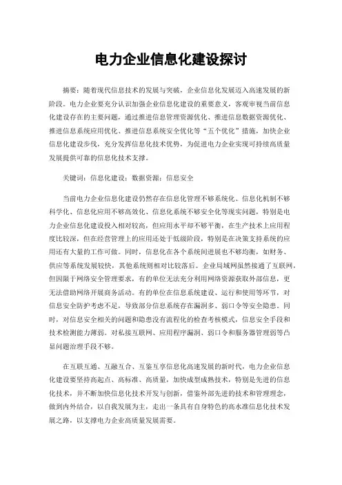 电力企业信息化建设探讨
