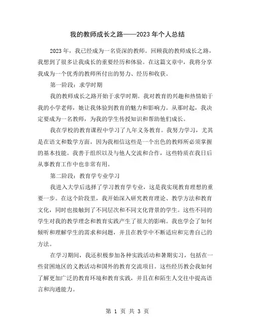 我的教师成长之路——2023年个人总结