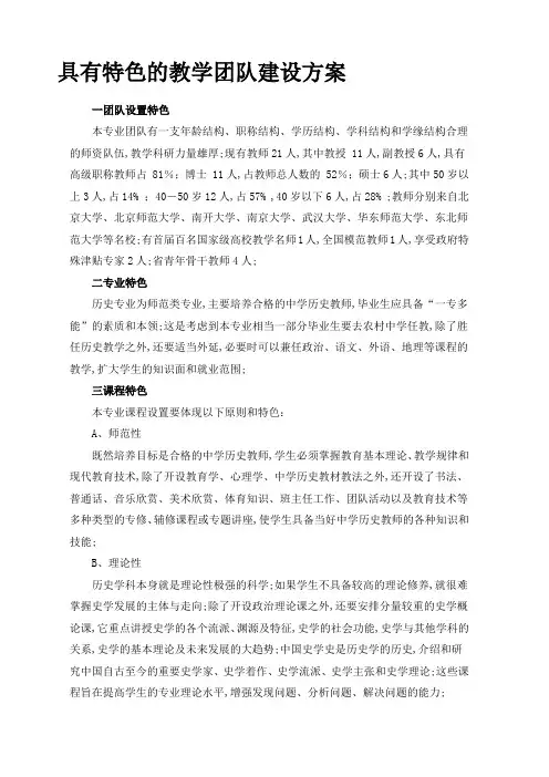 具有特色的教学团队建设方案
