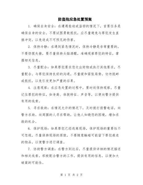 防盗抢应急处置预案