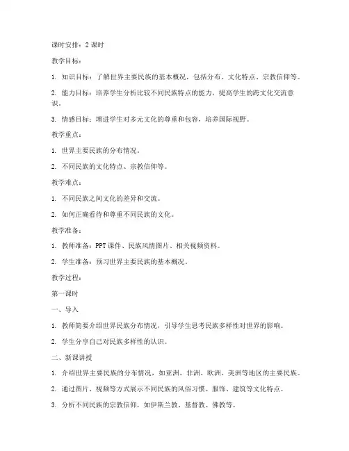 外国民族概论教案模板范文