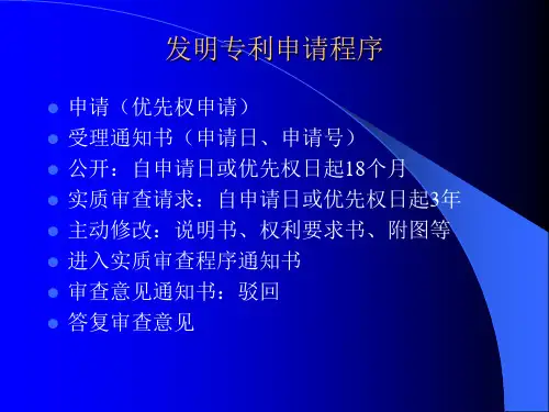 化学药物专利申请介绍PPT