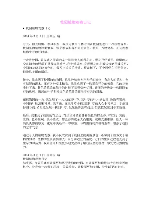 校园植物观察日记