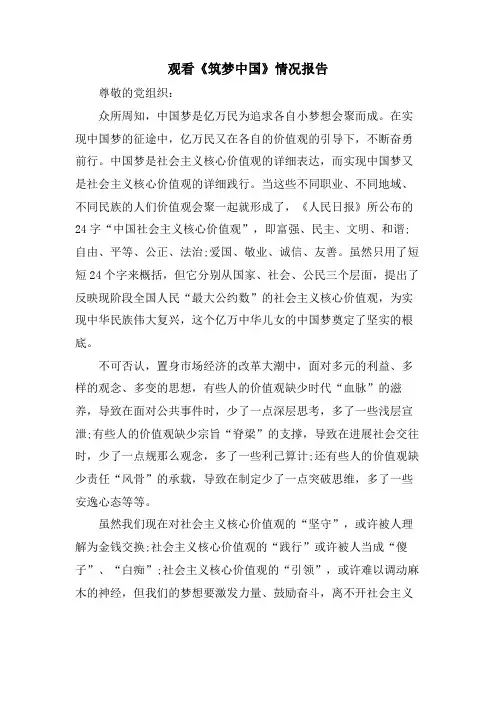 观看《筑梦中国》情况报告