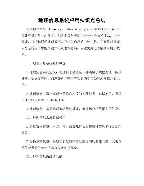地理信息系统应用知识点总结