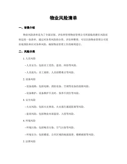 物业风险清单