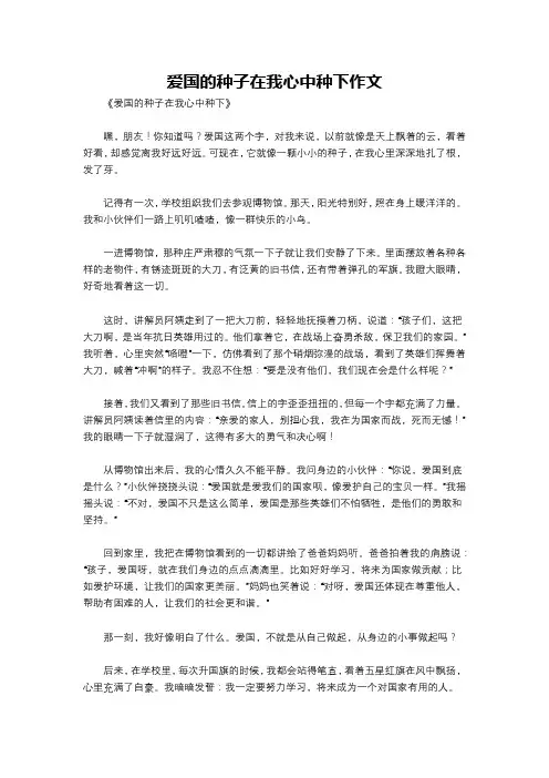 爱国的种子在我心中种下作文