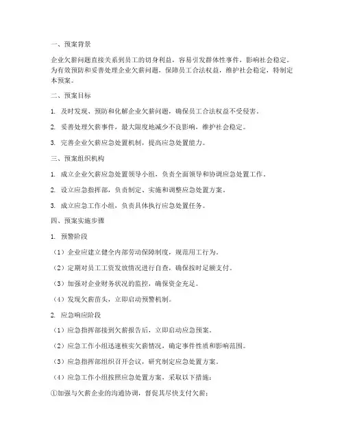 企业欠薪应急处置预案机制