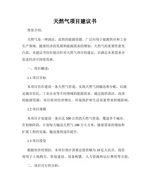 天然气项目建议书