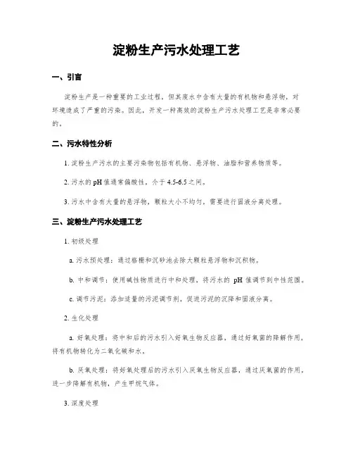 淀粉生产污水处理工艺