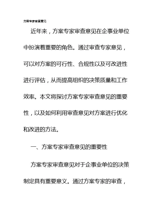 方案专家审查意见
