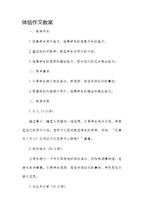 体验作文市公开课获奖教案省名师优质课赛课一等奖教案