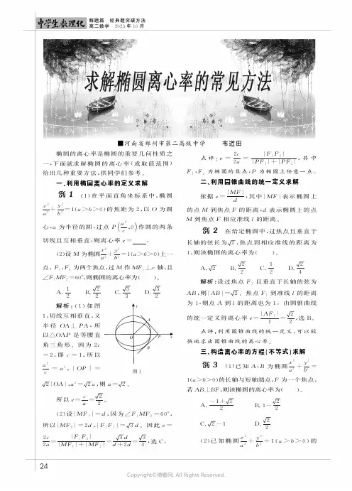 求解椭圆离心率的常见方法