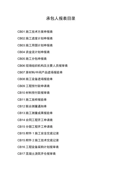CB承包人报表(新SL288-14)