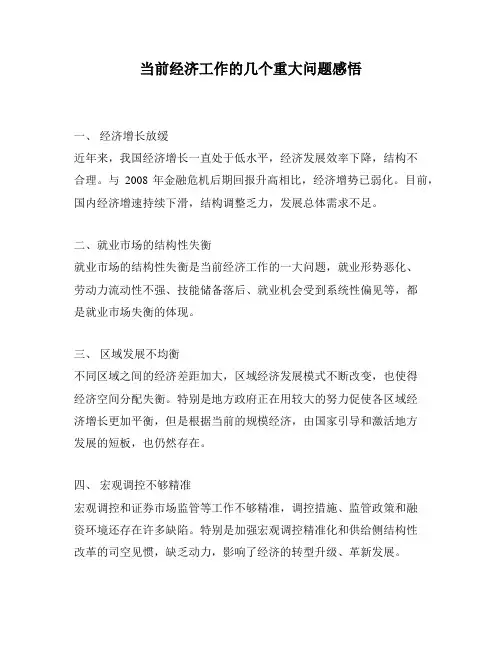 当前经济工作的几个重大问题感悟