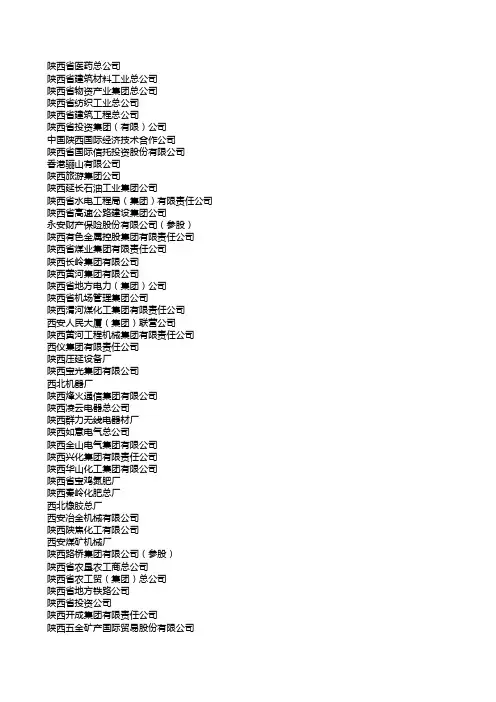 陕西国企名单LX