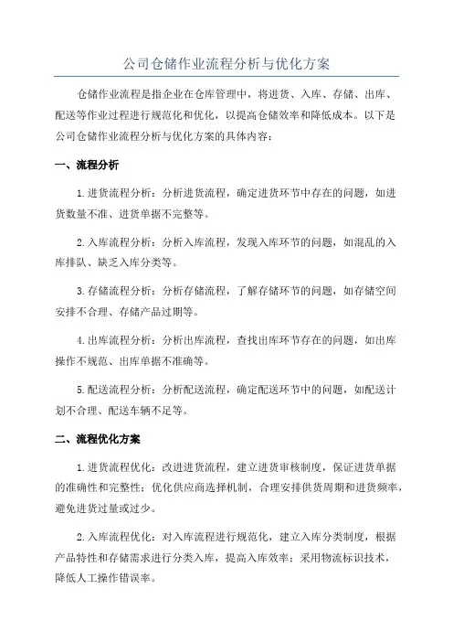 公司仓储作业流程分析与优化方案