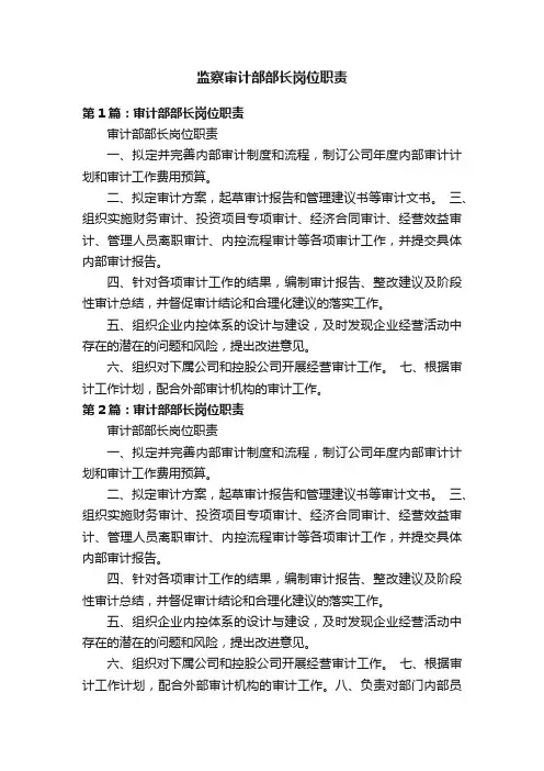 监察审计部部长岗位职责