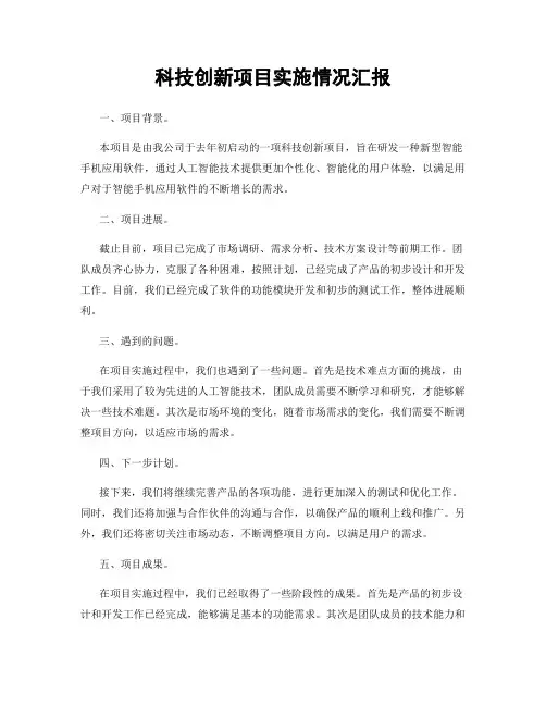科技创新项目实施情况汇报