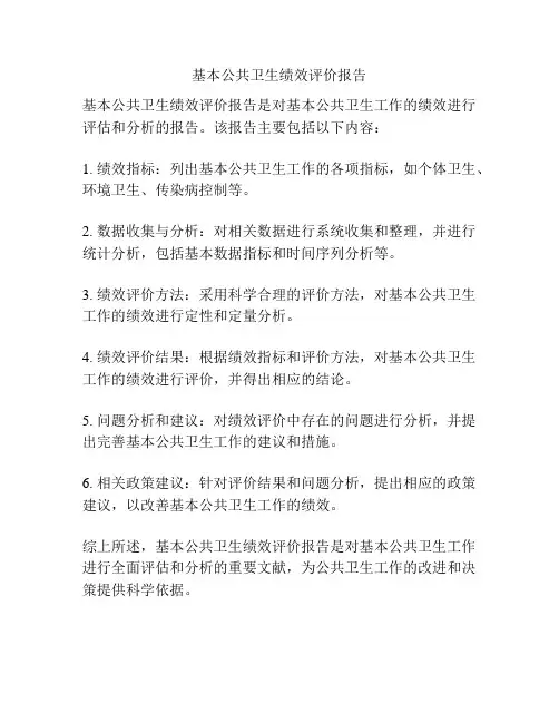 基本公共卫生绩效评价报告