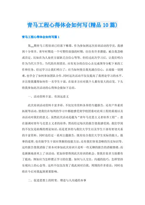 青马工程心得体会如何写(精品10篇)