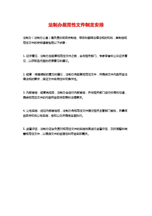 法制办规范性文件制定安排