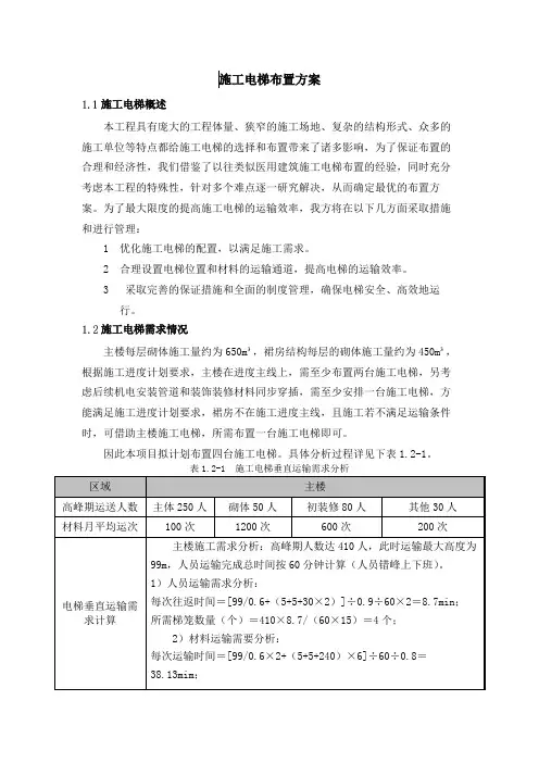 施工电梯布置方案