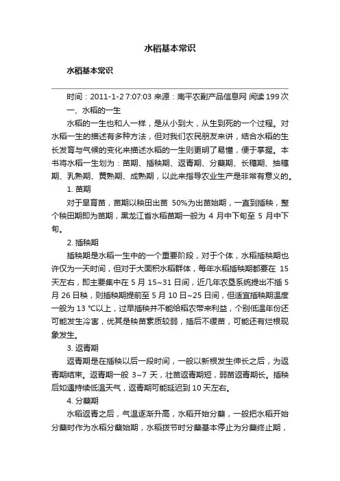 水稻基本常识