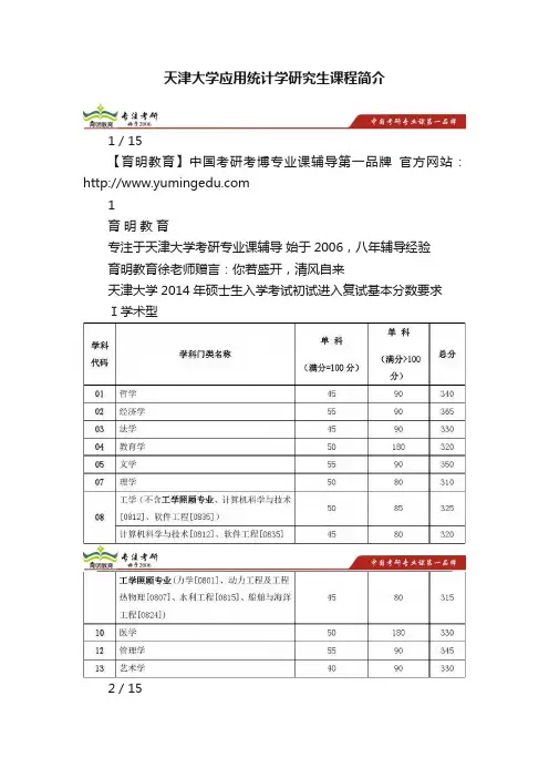 天津大学应用统计学研究生课程简介
