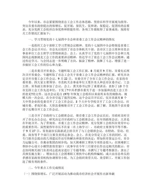 省总领导赴孝感调研汇报材料