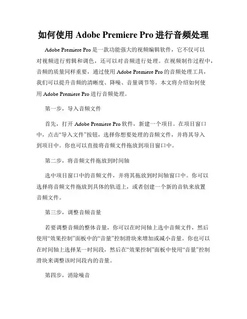 如何使用Adobe Premiere Pro进行音频处理