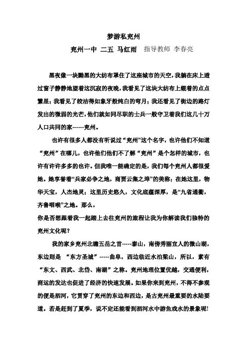 梦游私兖州