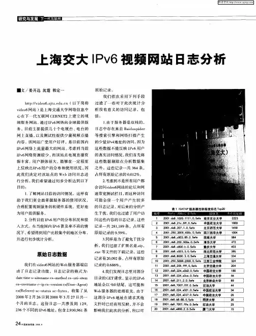 上海交大IPv6视频网站日志分析