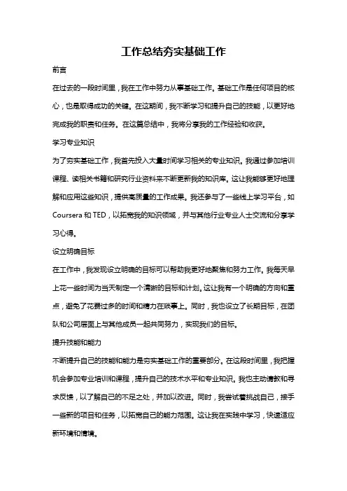 工作总结夯实基础工作